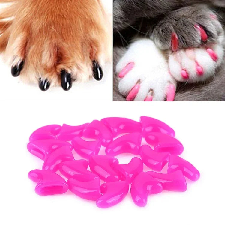 20個セット シリコン製柔らかい猫用爪キャップ／猫の足爪保護／ペット爪プロテクター／猫爪カバー、XS、S、L