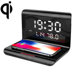 10W QI ユニバーサル多機能モバイルフォン ワイヤレス充電器 アラームクロック＆時間／カレンダー／温度表示付き、RT1 10W（ブラック）