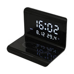 10W QI ユニバーサル多機能モバイルフォン ワイヤレス充電器 アラームクロック＆時間／カレンダー／温度表示付き、RT1 10W（ブラック）