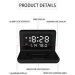 10W QI ユニバーサル多機能モバイルフォン ワイヤレス充電器 アラームクロック＆時間／カレンダー／温度表示付き、RT1 10W（ブラック）