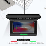 10W QI ユニバーサル多機能モバイルフォン ワイヤレス充電器 アラームクロック＆時間／カレンダー／温度表示付き、RT1 10W（ブラック）