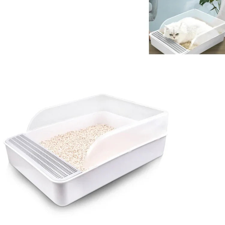 猫砂トイレ 半密閉型四角い糞盆 ペットトイレ, 小, 大, 大 ピンク, 大 グレー