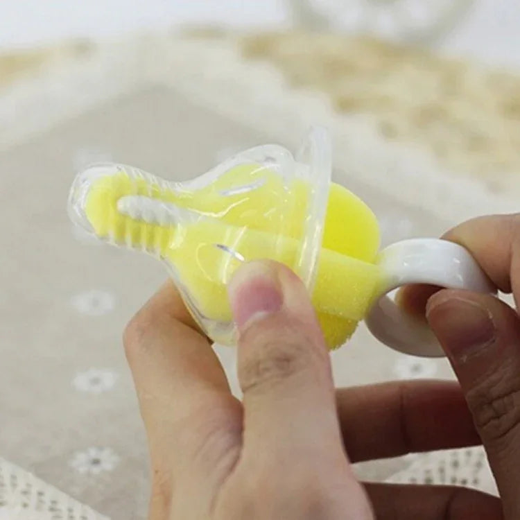 5個セット 360度回転スポンジ黄色 ベビー乳首ブラシ 赤ちゃん用乳首清掃 授乳ボトルブラシ 乳児おしゃぶりクリーナー、ボトルブラシ