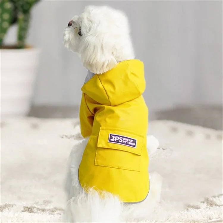 犬用レインコート フード付き四足服 防水オールインワン 小型犬用ペットレインコート、S、M、L、XL、XXL