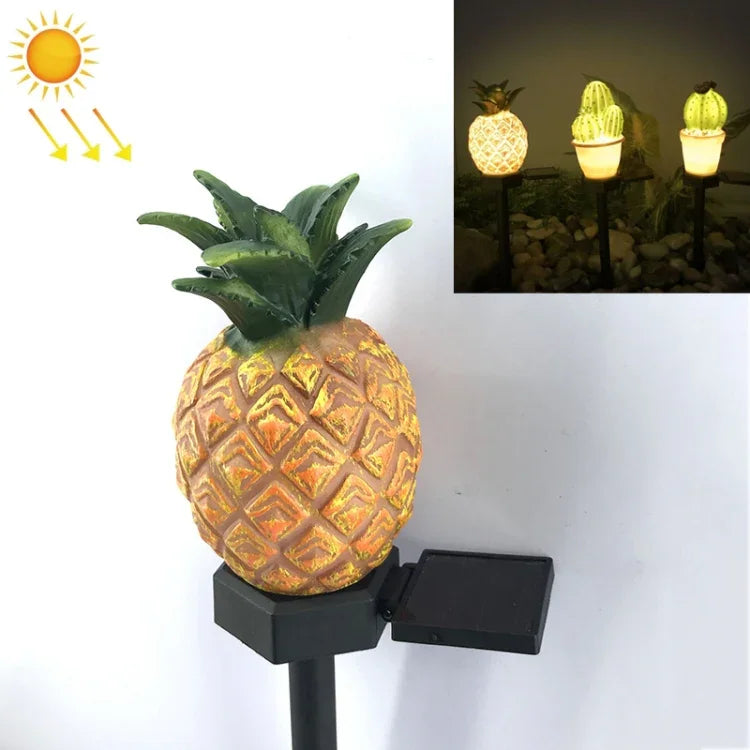 ソーラー屋外シミュレーション鉢植え植物景観ランプLED中庭芝生ライト、三頭サボテン、単頭サボテン、パイナップル
