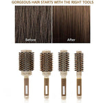 セラミックアルミニウム製ヘアコーム 丸型ブラシ ナイロン毛 プロ用理容師スタイリングヘアブラシ