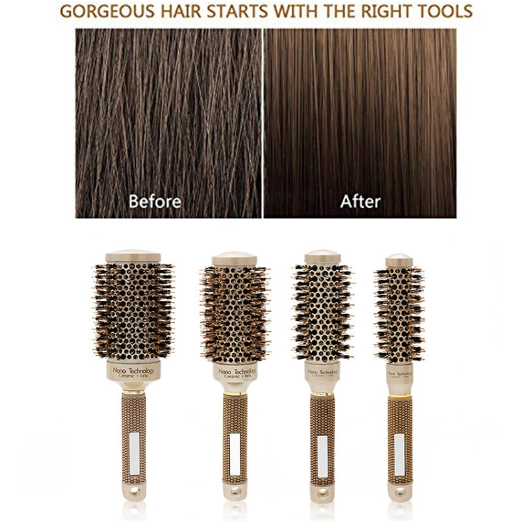 セラミックアルミニウム製ヘアコーム 丸型ブラシ ナイロン毛 プロ用理容師スタイリングヘアブラシ