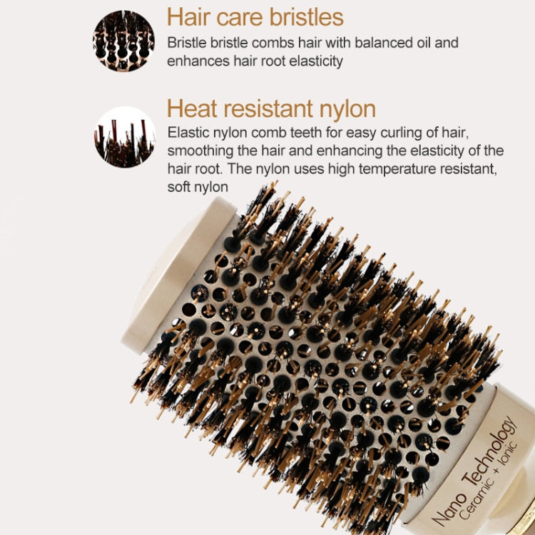 セラミックアルミニウム製ヘアコーム 丸型ブラシ ナイロン毛 プロ用理容師スタイリングヘアブラシ