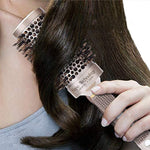 セラミックアルミニウム製ヘアコーム 丸型ブラシ ナイロン毛 プロ用理容師スタイリングヘアブラシ