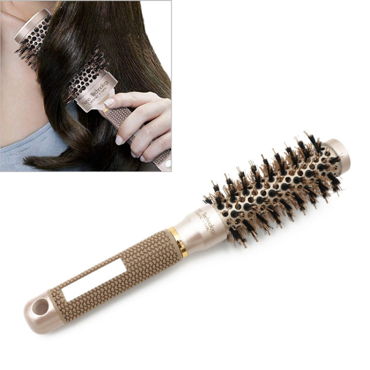 セラミックアルミニウム製ヘアコーム 丸型ブラシ ナイロン毛 プロ用理容師スタイリングヘアブラシ