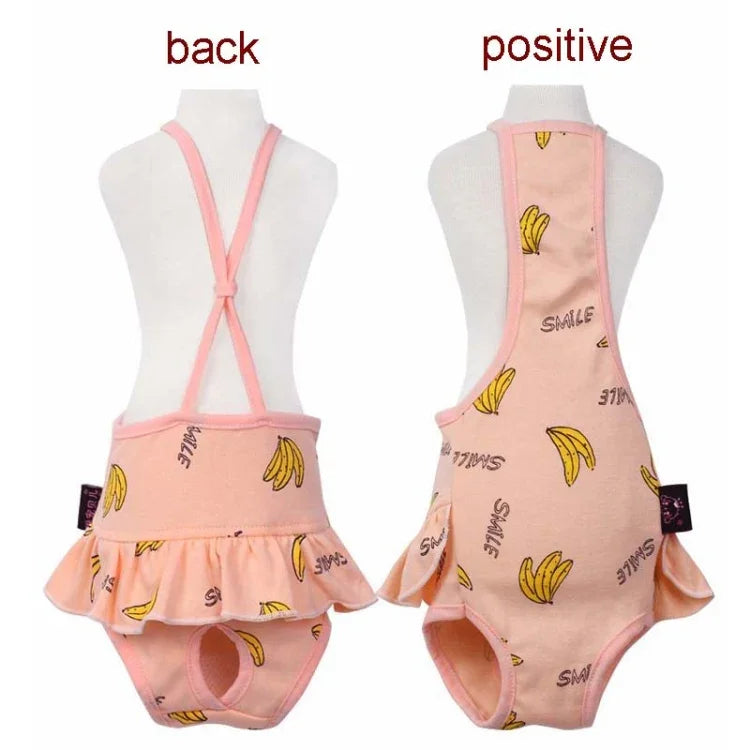 バナナ柄犬用生理パンツ 快適で通気性のあるストラップ付きペット生理パンツ、S、M、L、XL