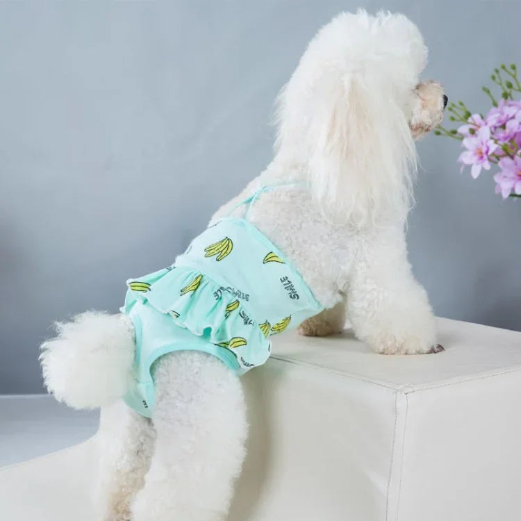 バナナ柄犬用生理パンツ 快適で通気性のあるストラップ付きペット生理パンツ、S、M、L、XL