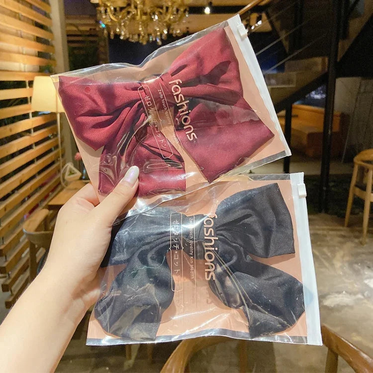 5個セット サテンリボンヘアピン バックヘア用 ヘアアクセサリー ワインレッド、ブラック、ダークグリーン