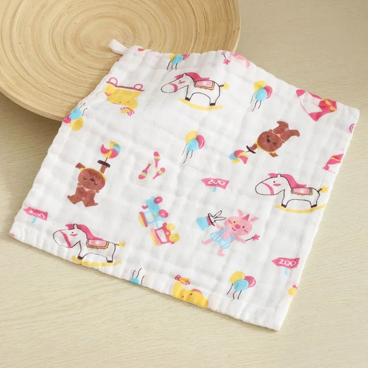 6層ガーゼコットン赤ちゃん用正方形ハンカチ よだれタオル スタイルはランダム配送, 25x25cm, 30x30cm