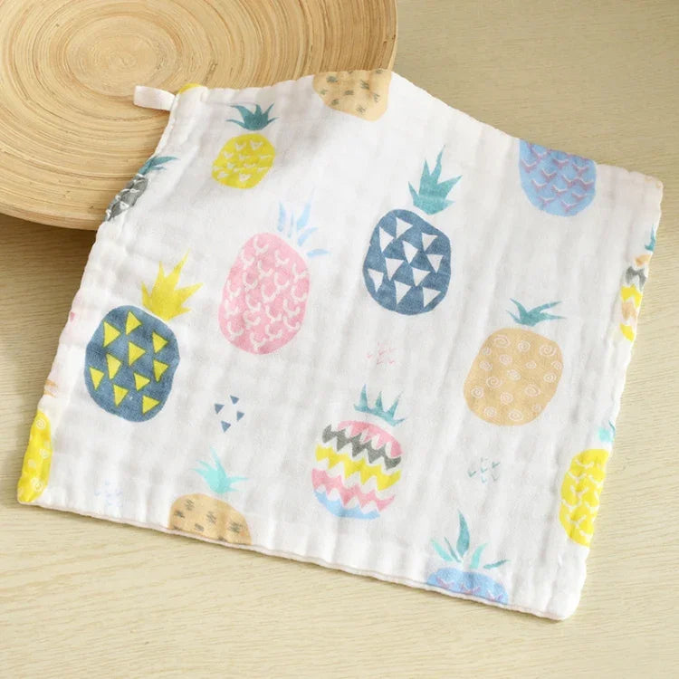 6層ガーゼコットン赤ちゃん用正方形ハンカチ よだれタオル スタイルはランダム配送, 25x25cm, 30x30cm