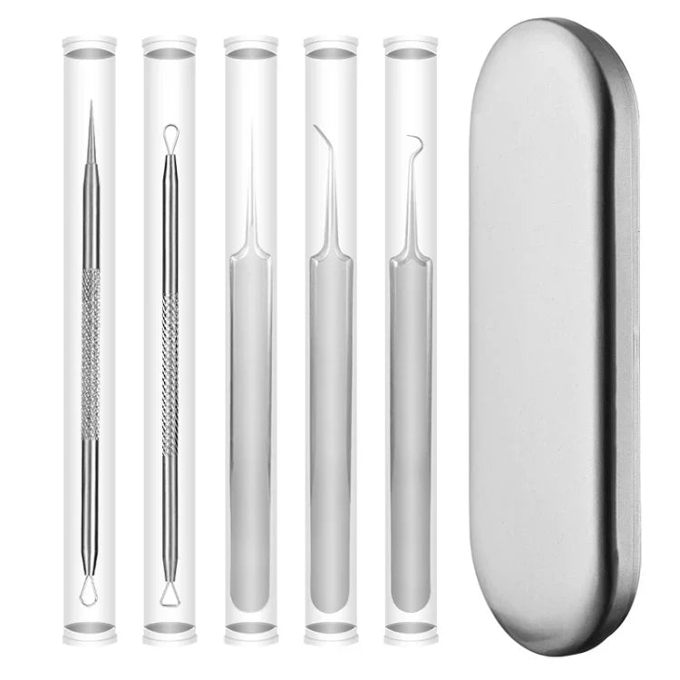 5個セット ニキビ針 ステンレス製ニキビクランプ ニキビ押し出し器具 5in1