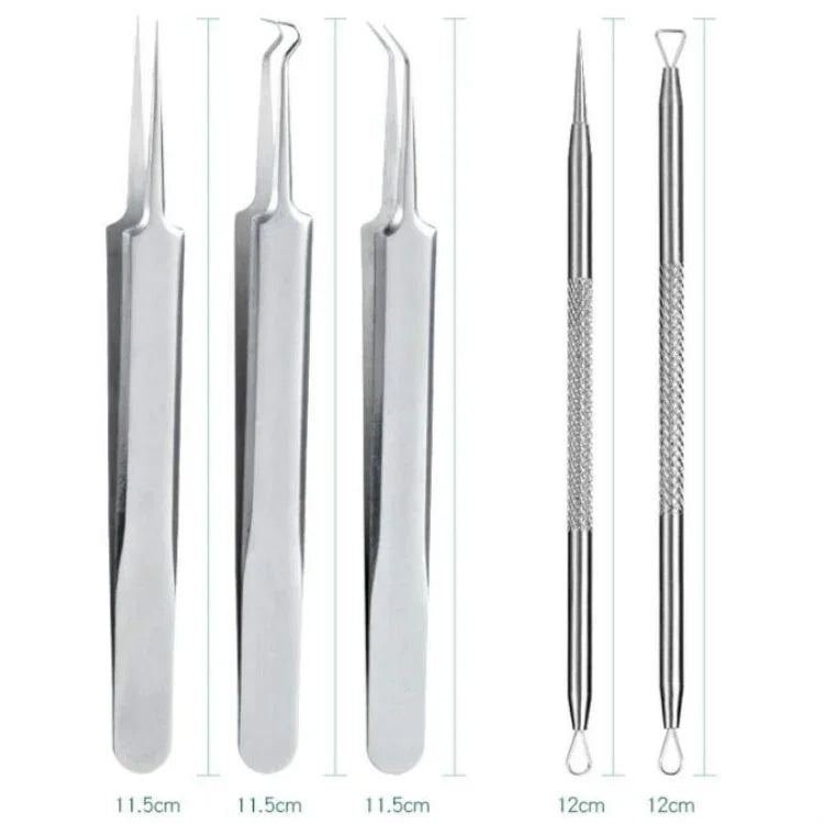5個セット ニキビ針 ステンレス製ニキビクランプ ニキビ押し出し器具 5in1