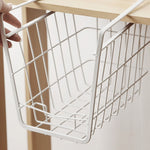 Closet Storage Rack Under The Partition Hanging Basket Storage Basket, Black, White
