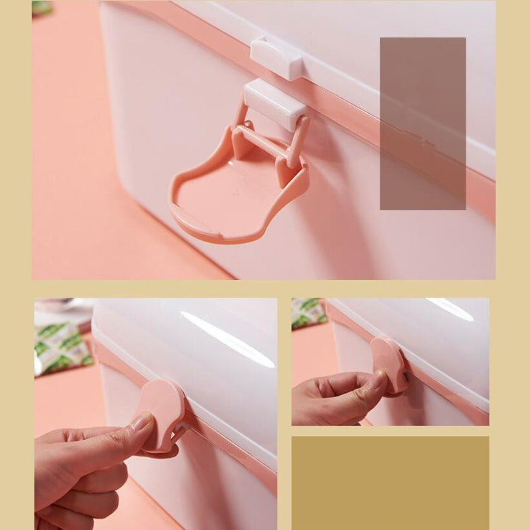 多機能防塵ジュエリー化粧品プラスチックボックス 家庭用携帯用薬箱ケース, S 24x16.5x14cm, L 27.5x19x18cm