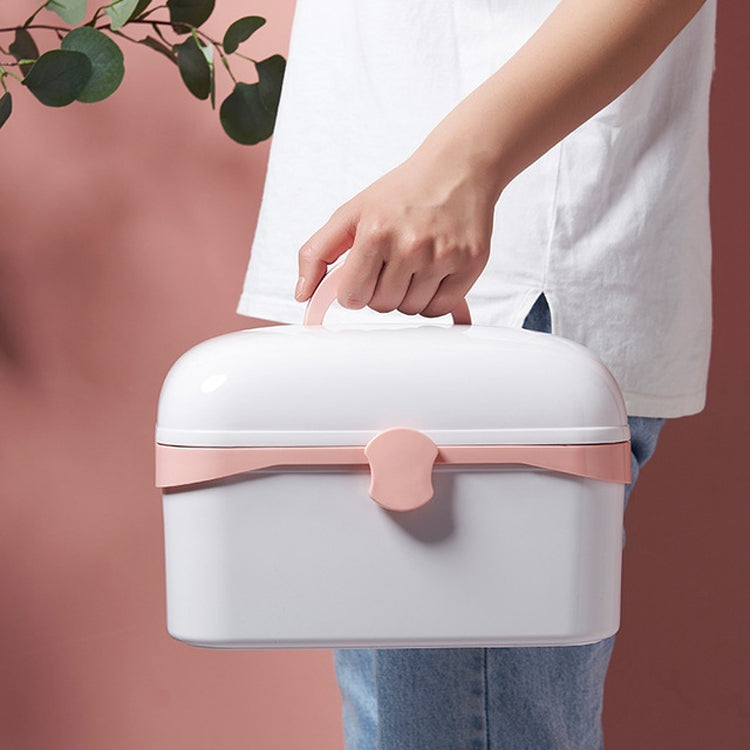 多機能防塵ジュエリー化粧品プラスチックボックス 家庭用携帯用薬箱ケース, S 24x16.5x14cm, L 27.5x19x18cm