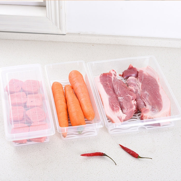 キッチン冷蔵庫排水可能鮮度保持ボックス 食品用プラスチック密封冷凍保存ボックス 魚鮮度ボックス、27x20x5.5cm、27x11x6cm
