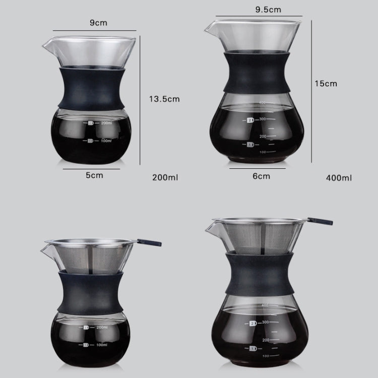 高温耐性コーヒーメーカー 200ml ストレーナー付き、400ml ストレーナー付き、200ml ストレーナーなし、400ml ストレーナーなし