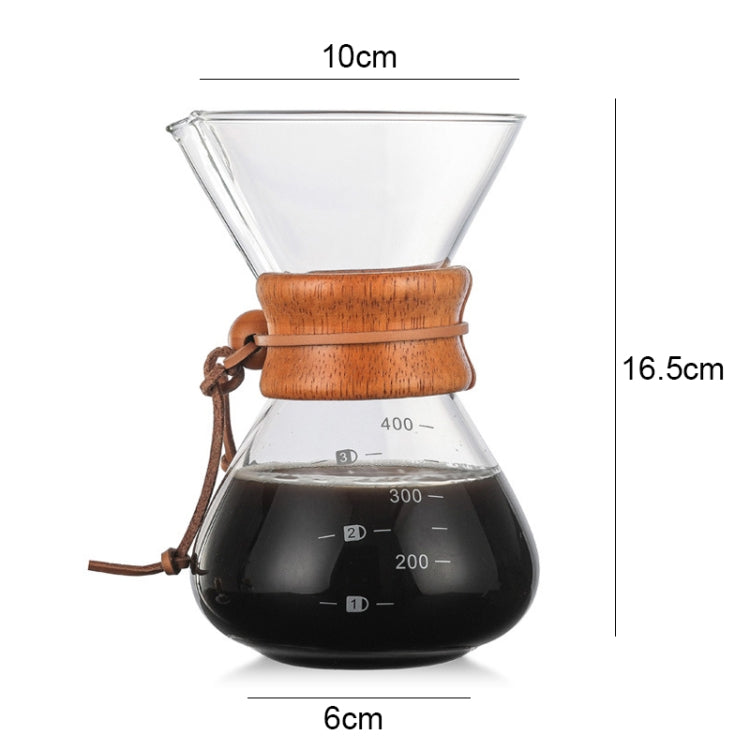 手動コーヒーポット 高温耐性 400ml ガラスコーヒーポット、ストレーナーなしポット、ストレーナー付きポット