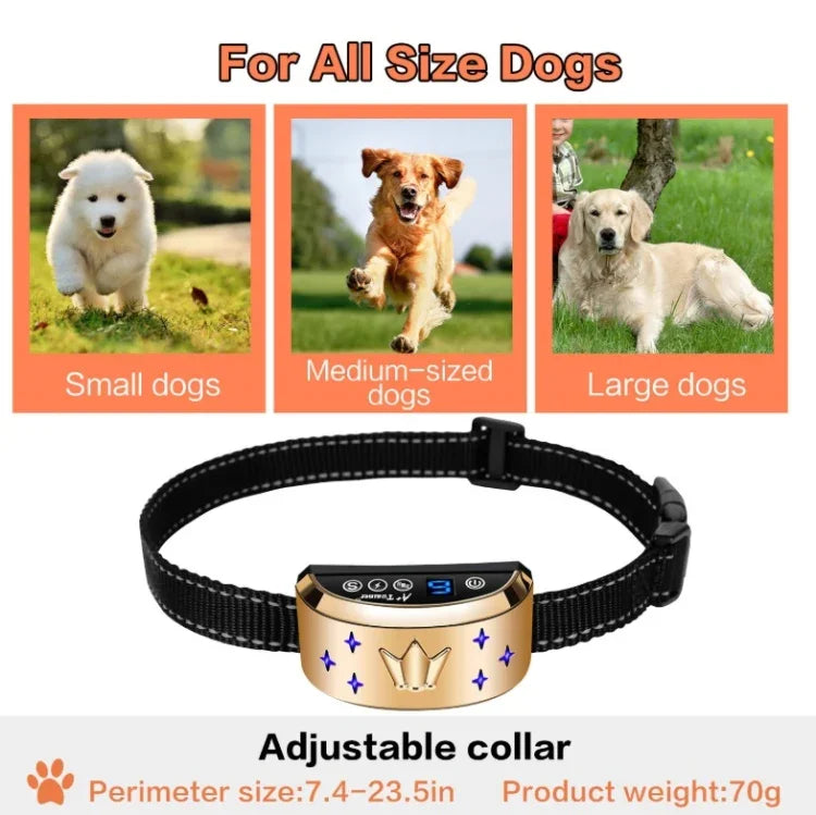 デジタル表示電子犬トレーニング装置ペットトレーニングカラー吠え止め、クラウン柄