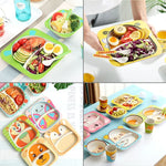 ベビー食器セット カートンフォーク付き 子供用食器 自然竹繊維のボウルとカップ、スプーン、プレート