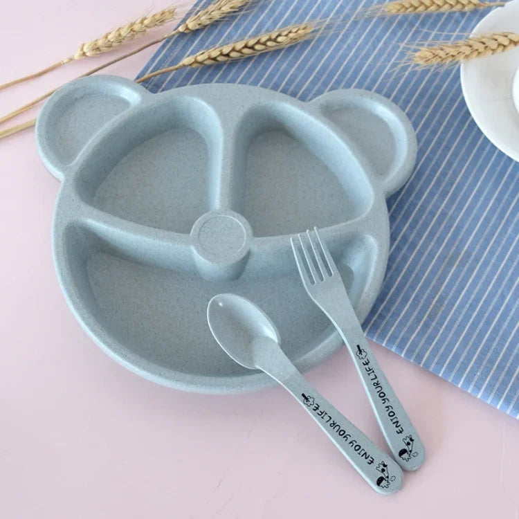 ベビー用ボウル+スプーン+フォーク 3点セット カートンベア 子供用食器 食事用食器