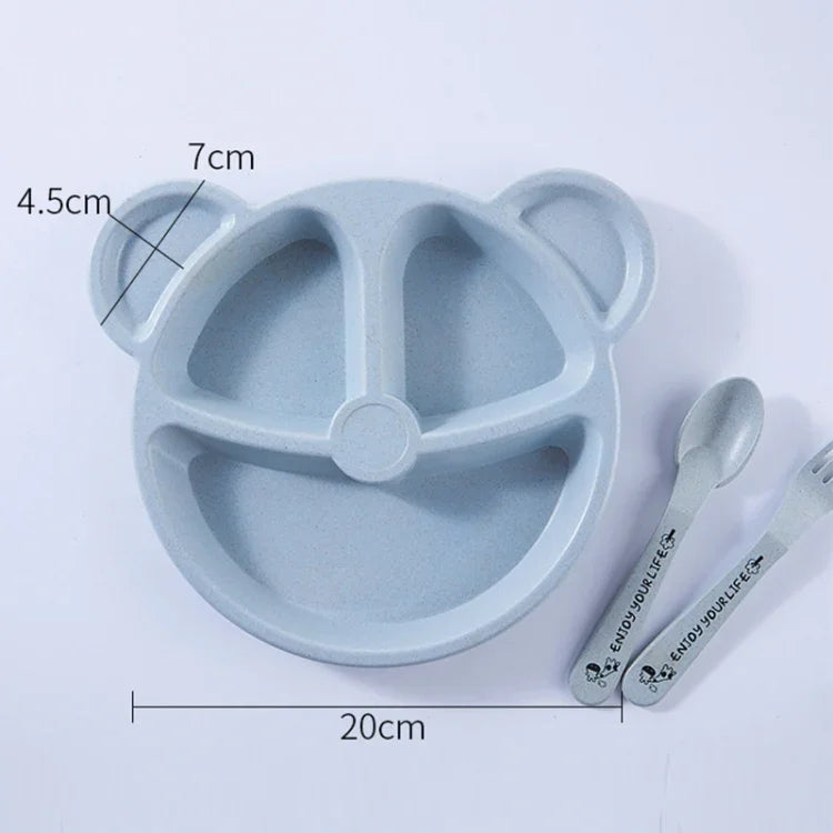 ベビー用ボウル+スプーン+フォーク 3点セット カートンベア 子供用食器 食事用食器