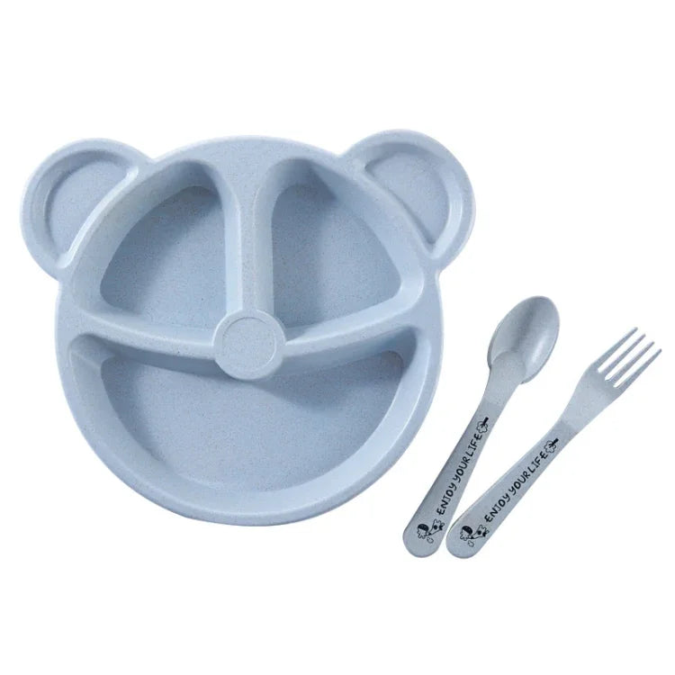 ベビー用ボウル+スプーン+フォーク 3点セット カートンベア 子供用食器 食事用食器