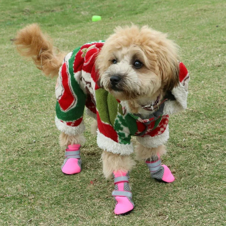 4-in-1 ペットシューズ 犬用ウォーキングシューズ 小型犬用ペット用品、S、M、L、XL
