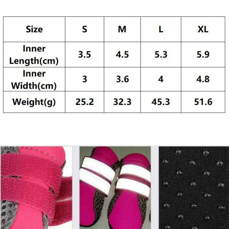 4-in-1 ペットシューズ 犬用ウォーキングシューズ 小型犬用ペット用品、S、M、L、XL