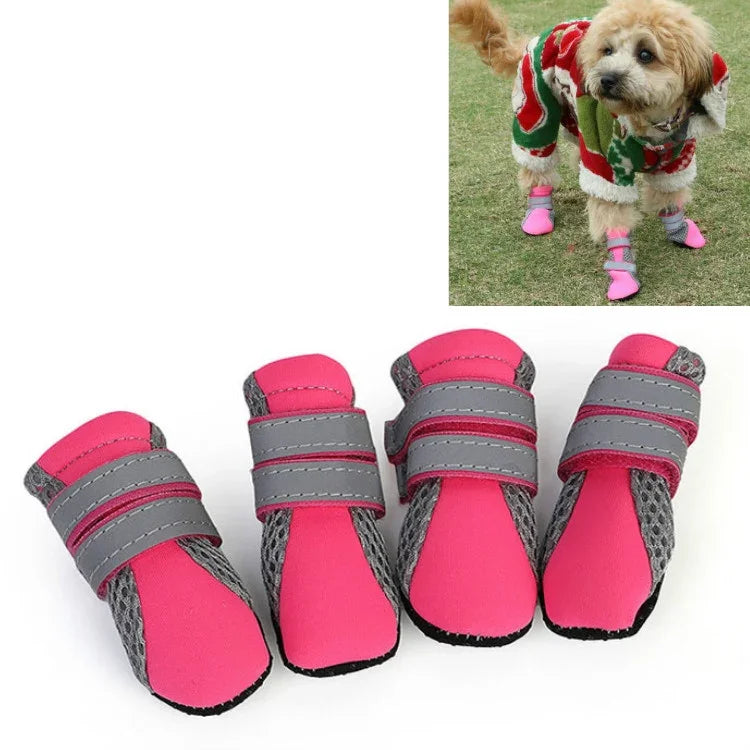 4-in-1 ペットシューズ 犬用ウォーキングシューズ 小型犬用ペット用品、S、M、L、XL