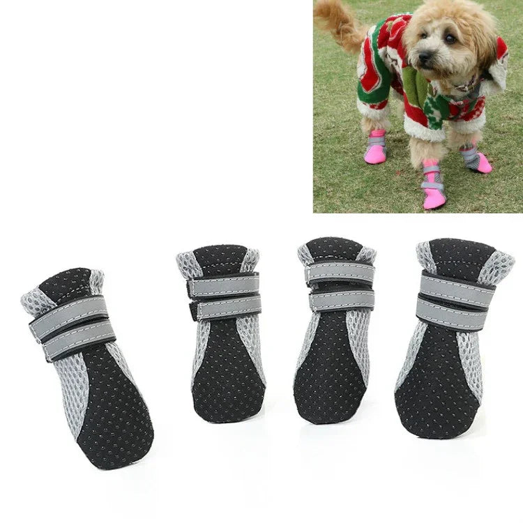 4-in-1 ペットシューズ 犬用ウォーキングシューズ 小型犬用ペット用品、S、M、L、XL
