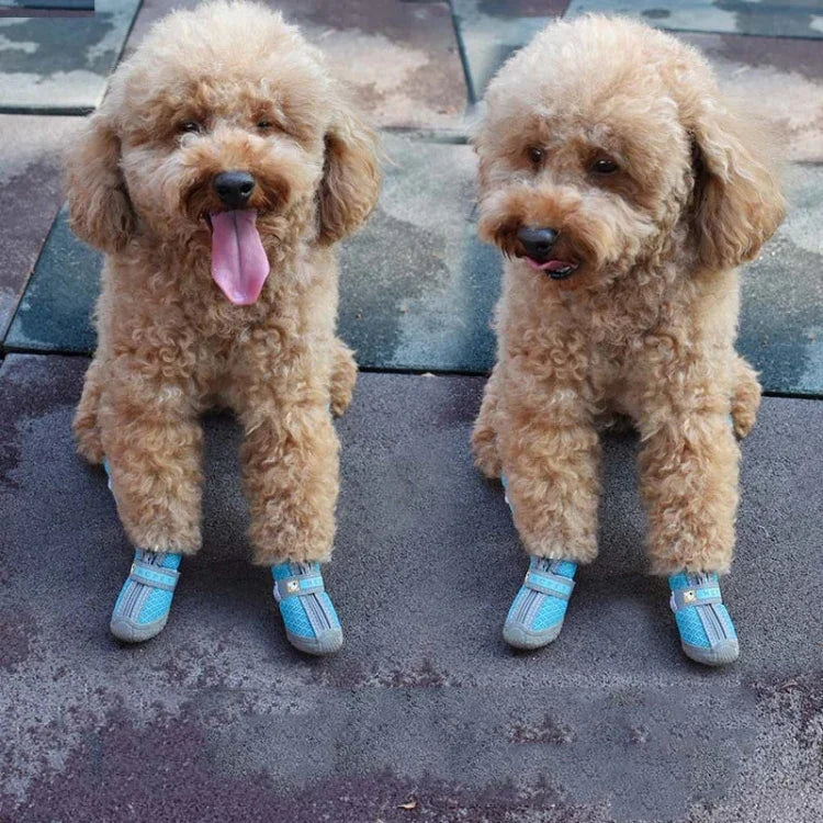 4個セット 通気性滑り止め耐摩耗犬用シューズ ペット用品、2.8x3.5cm、3.3x4cm、3.8x4.3cm、4.3x4.8cm、4.8x5.3cm