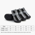 4個セット 通気性滑り止め耐摩耗犬用シューズ ペット用品、2.8x3.5cm、3.3x4cm、3.8x4.3cm、4.3x4.8cm、4.8x5.3cm