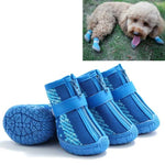 4個セット 通気性滑り止め耐摩耗犬用シューズ ペット用品、2.8x3.5cm、3.3x4cm、3.8x4.3cm、4.3x4.8cm、4.8x5.3cm