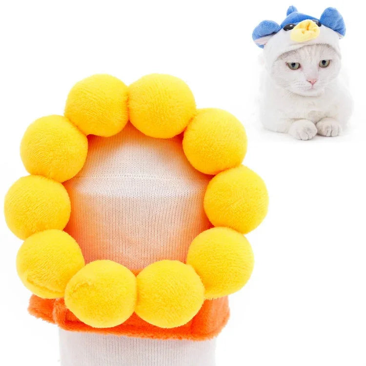 柔らかい猫用ヘッドギア 猫犬兼用クロスドレス ペット帽子, XS, S, M, L