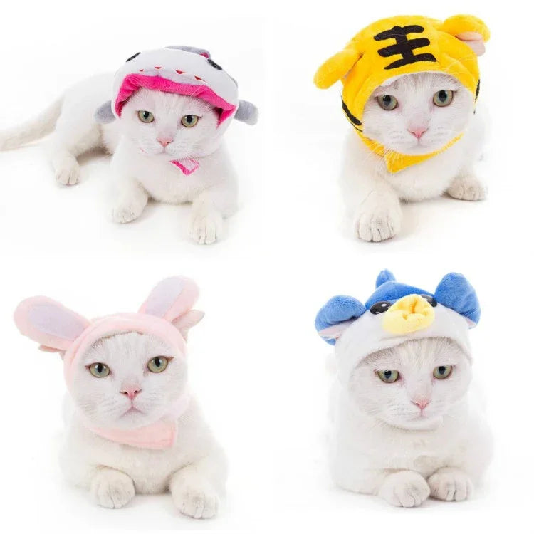 柔らかい猫用ヘッドギア 猫犬兼用クロスドレス ペット帽子, XS, S, M, L