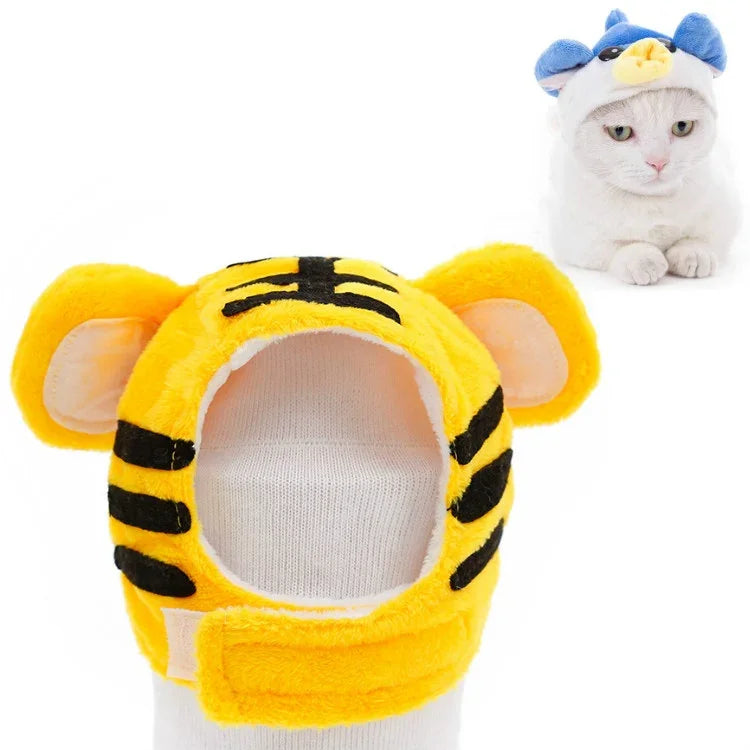 柔らかい猫用ヘッドギア 猫犬兼用クロスドレス ペット帽子, XS, S, M, L
