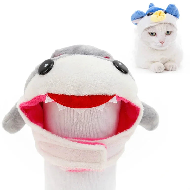 柔らかい猫用ヘッドギア 猫犬兼用クロスドレス ペット帽子, XS, S, M, L
