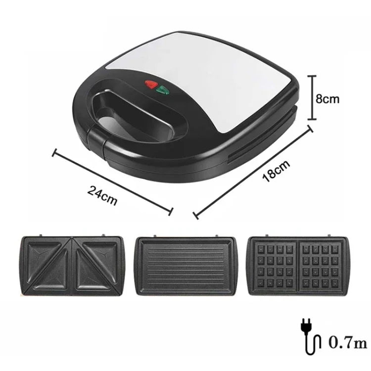 3 in 1 Sandwich Maker Multi-Function Waffle Maker Panini Breakfast Maker, EU Plug, 3 in 1 Sandwich Maker