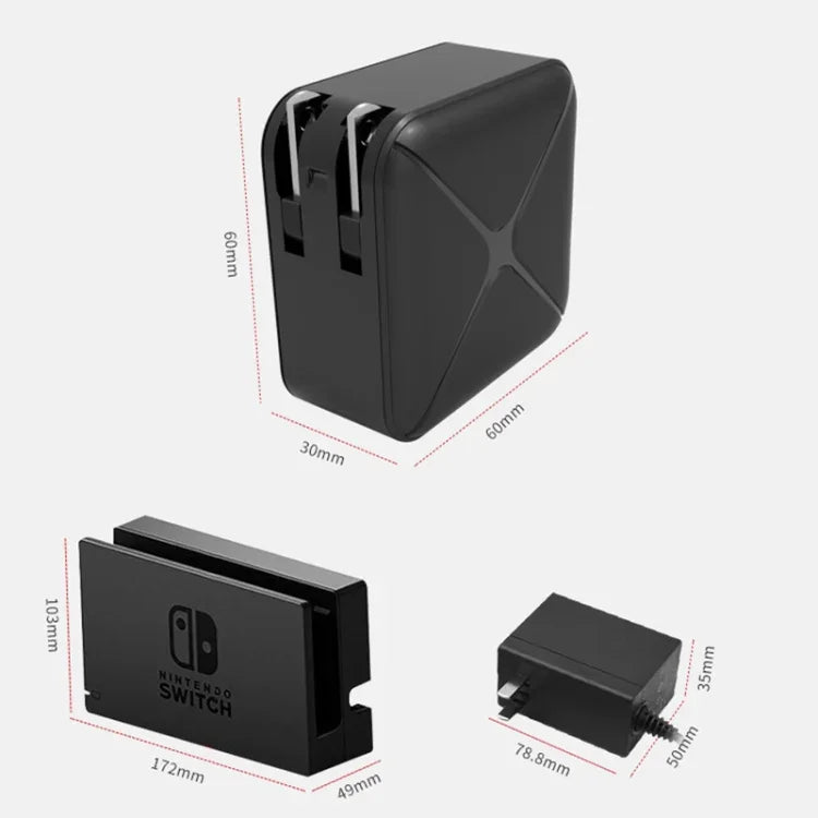 Multi-Function Projection And Charging AC Adapter Base Support Android/PC/Lite For Switch, Black+US Plug, Black+EU Plug, Black+UK Plug