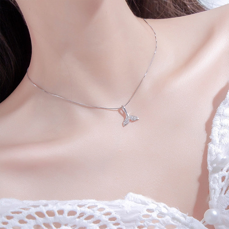 S925スターリングシルバー フィッシュテイルネックレス 女の子用ジュエリー クジラの尾ネックレス