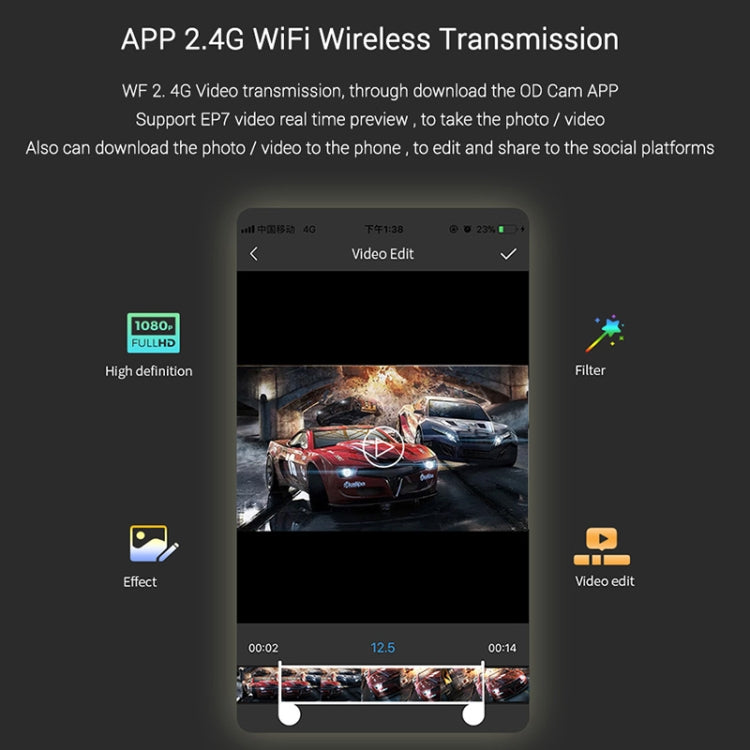ORDRO EP7 4K ヘッドマウント オートフォーカス ライブビデオスマートスポーツカメラ、リモコンなし、リモコン付き