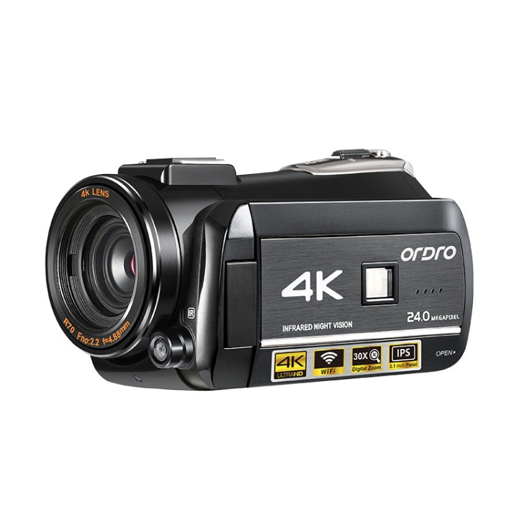 ORDRO AC3 3.1インチIPSスクリーン 4KフルHD 13MP ナイトビジョン WiFi ライブビデオカメラ DVデジタルカメラ、標準、標準 + マイク、標準 + マイク + ハンドヘルドスタンド、標準 + マイク + 補助光