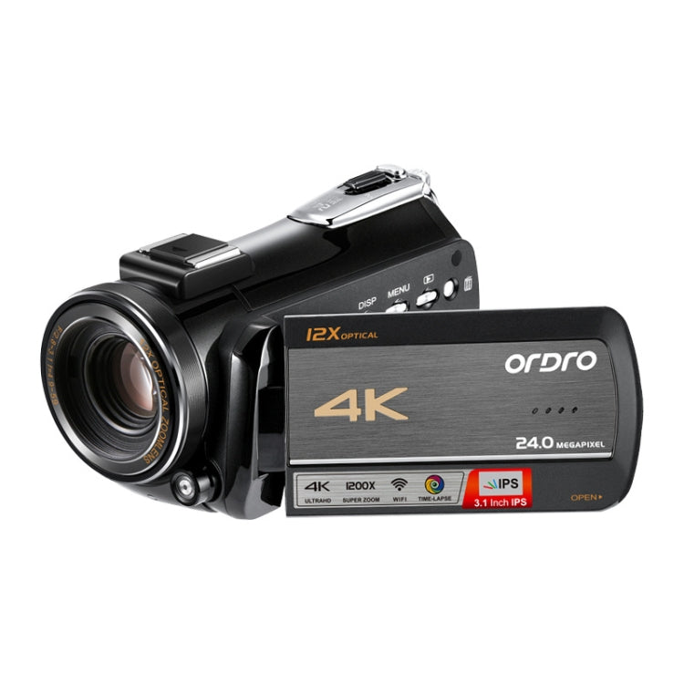 ORDRO AC5 4K HD ナイトビジョン WiFi 12X 光学ズーム デジタルビデオ DVカメラ ビデオカメラ、標準、標準 + マイク、標準 + マイク + ハンドヘルドスタンド、標準 + マイク + 補助光