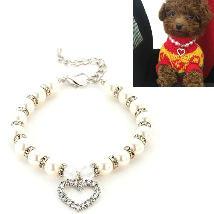 ペット用品 パールネックレス ペットカラー 猫と犬のアクセサリー、S、M、L